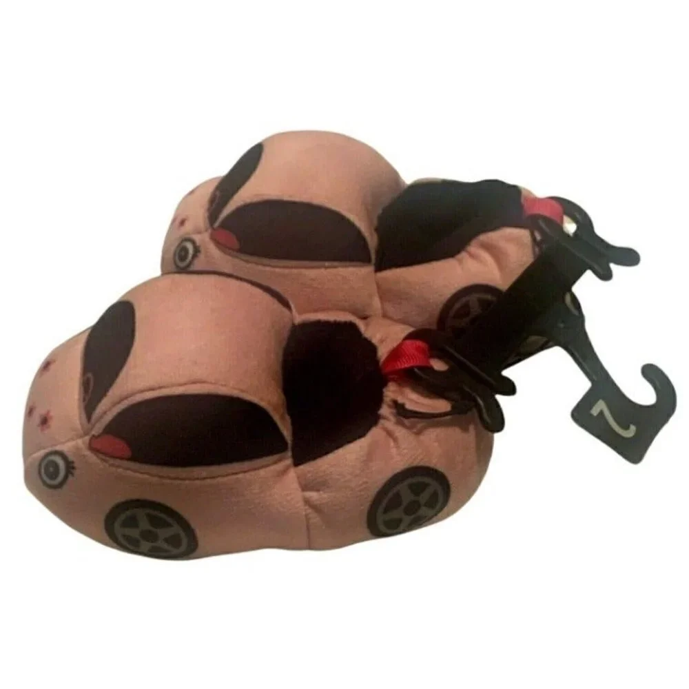 Wonder Nation Infant Girls Racecar Slippers Size 2 Pink